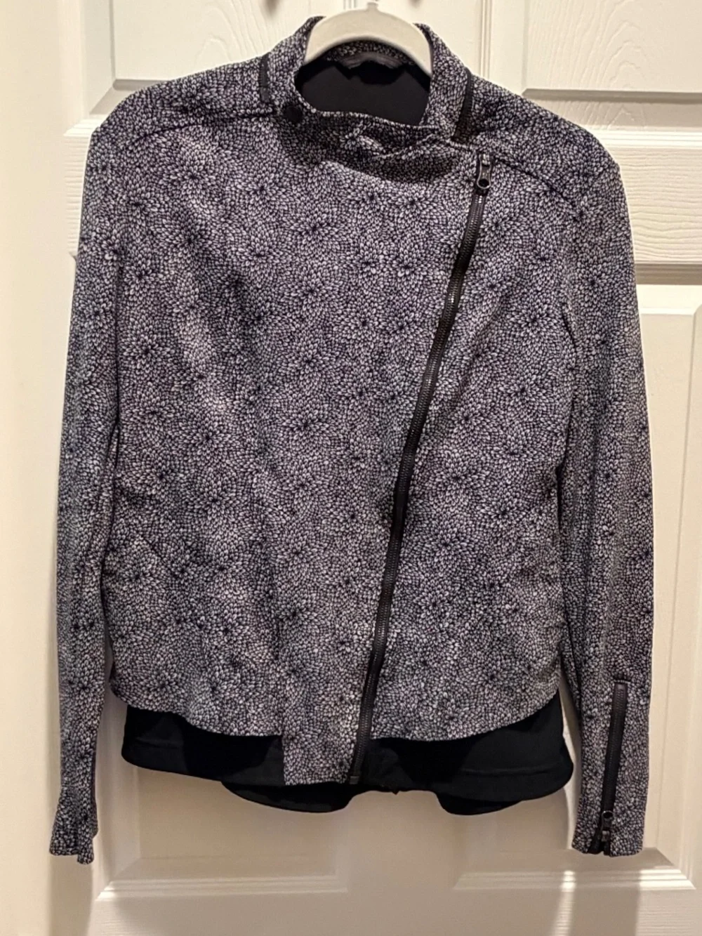 Lululemon Bust A Move Moto Jacket Plush Petal Black Ghost Peplum est. Size 10